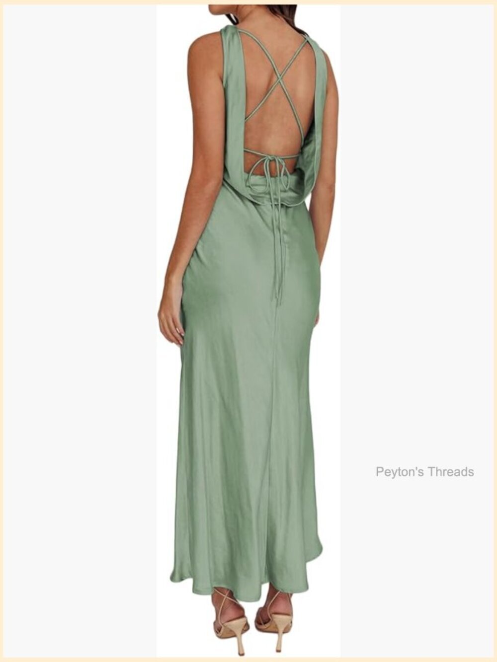 Satin Cowl Neck Sleeveless Backless Maxi Dress Formal Wedding Guest